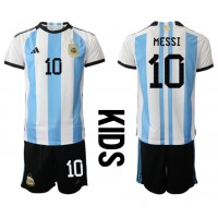 Dětský Fotbalový dres Argentina Lionel Messi #10 MS 2022 Domácí Krátký Rukáv (+ trenýrky)